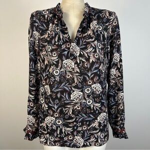 Rose & Olive Black and White Floral Blouse M